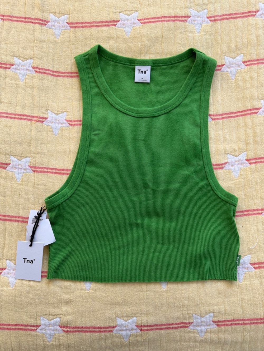 TNA Green Ribbed Cropped Tank